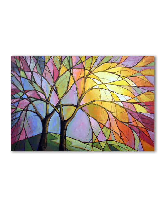 Stained Glass Sunset, 24" x 36" Print on Paper