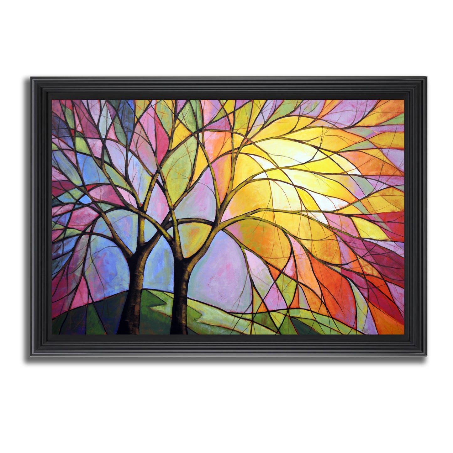 Stained Glass Sunset, 24" x 36" Print on Paper