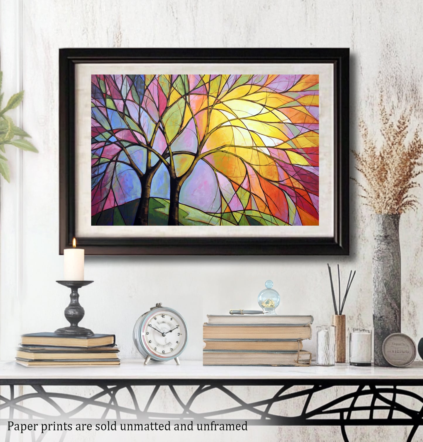 Stained Glass Sunset, 24" x 36" Print on Paper